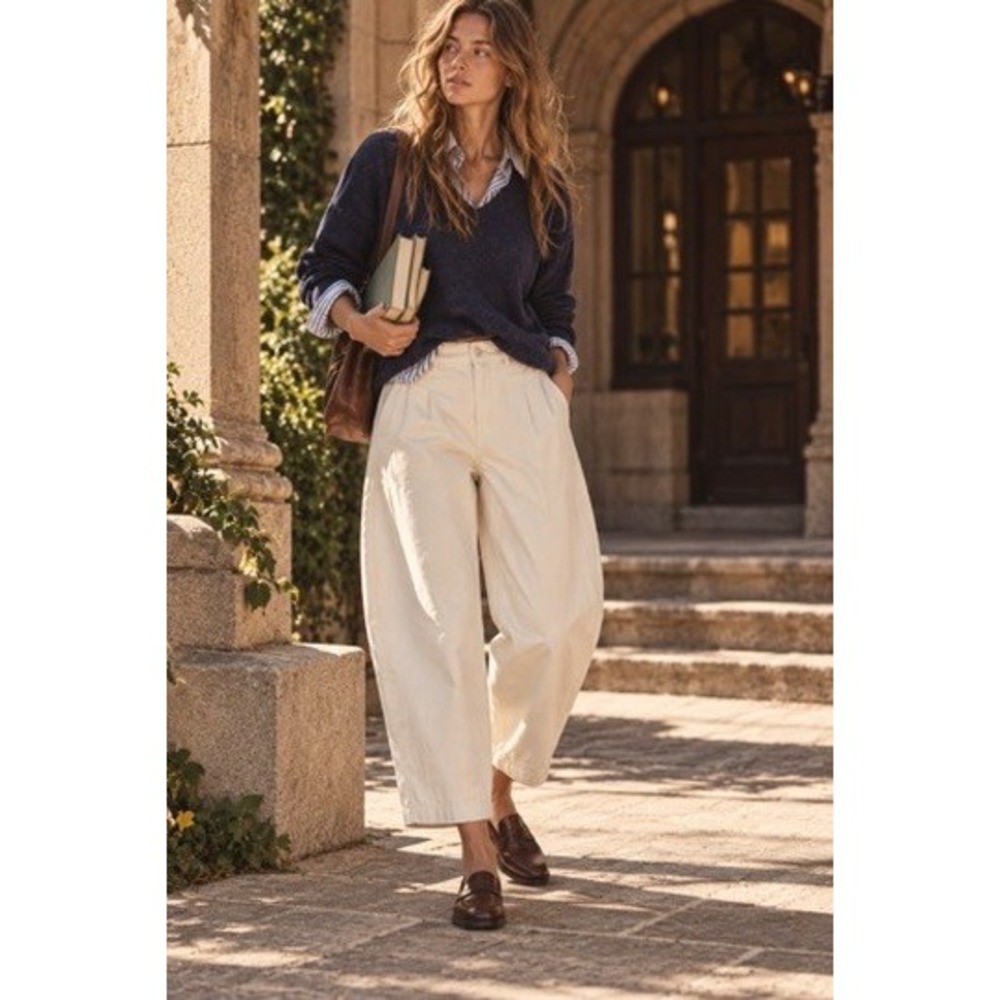 Fashion Nova Main Street Heart Barrel Leg Pant Oatmeal Cream XL New